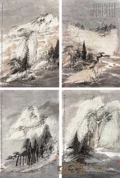 常进 四季山水 四屏 70×46cm